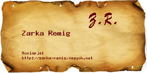 Zarka Remig névjegykártya